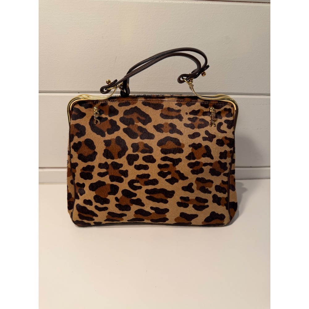 Roberta di Camerino Leopard Pony Hair Satchel Bag Made in Italy Vintage Gold - Picture 13 of 14